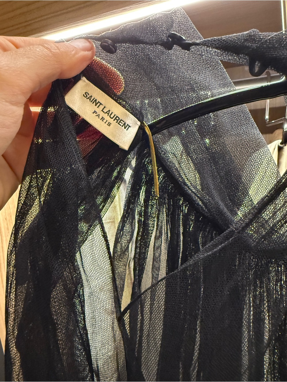 SAINT LAURENT Sheer Black Ruffle-Trim turtleneck blouse - Picture 5 of 7